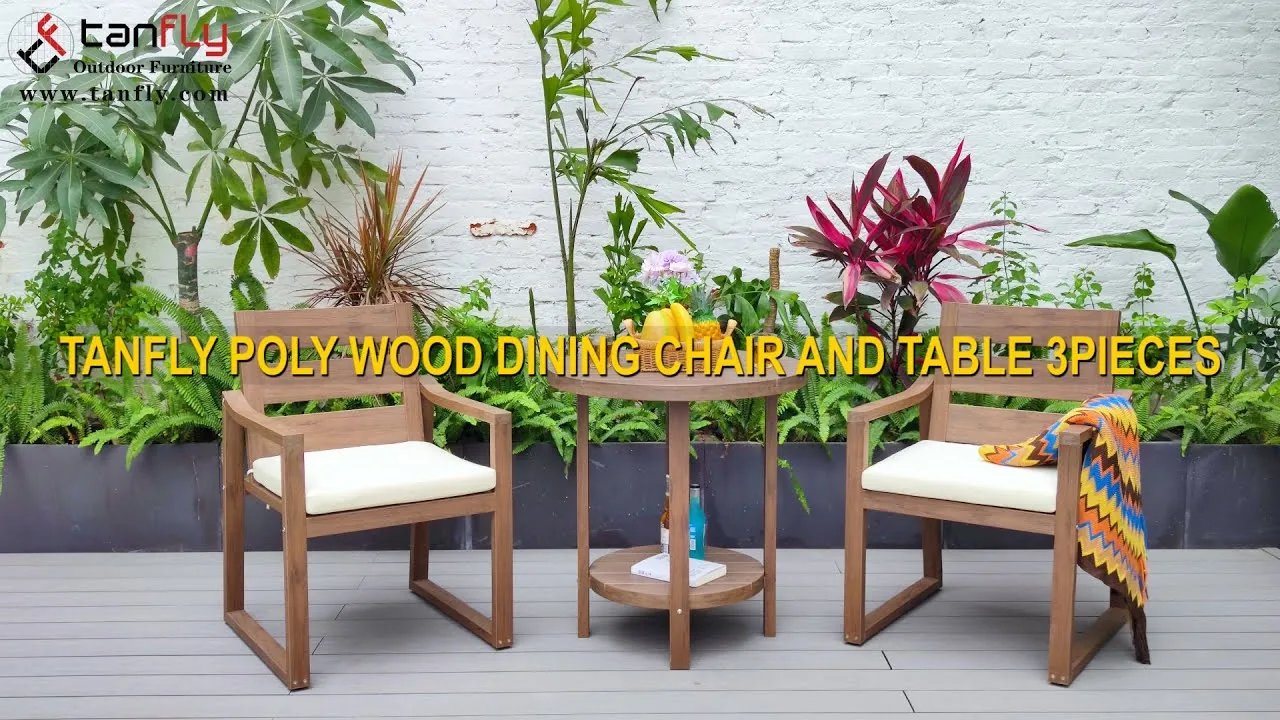 TANFLY POLY HOUT EETKAMER EN TAFEL 3STUKS