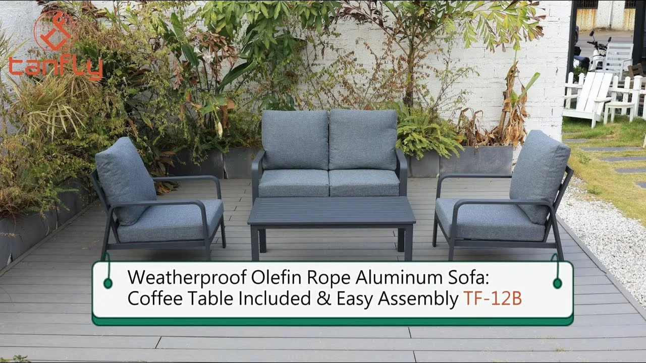 Wetterfestes Sofa aus Olefinseil-Aluminium: Inklusive Couchtisch und einfacher Montage TF-12B