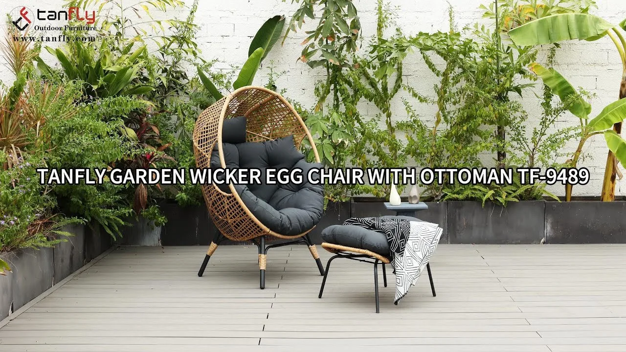 Tanfly Garden Wicker Egg Chair with Ottoman TF-9489