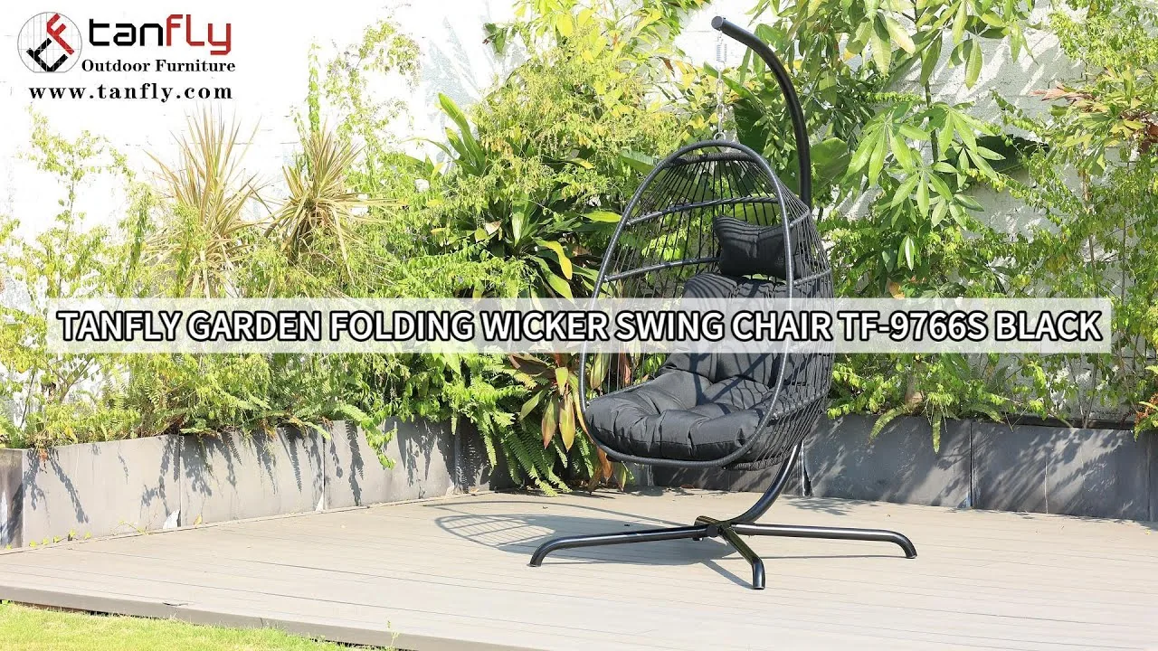 Tanfly Garden Folding Wicker Swing Chair TF-9766s Black
