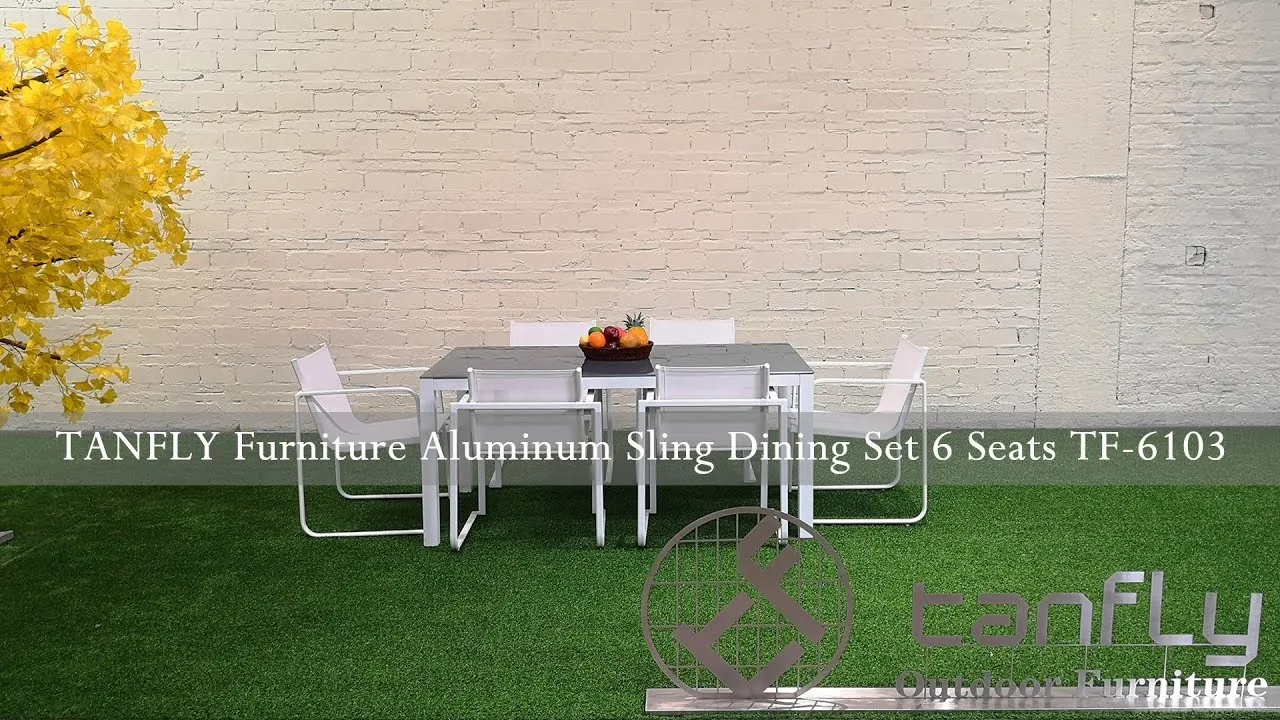 TANFLY Meubels Aluminium Sling Dining Set 6 stoelen TF 6103