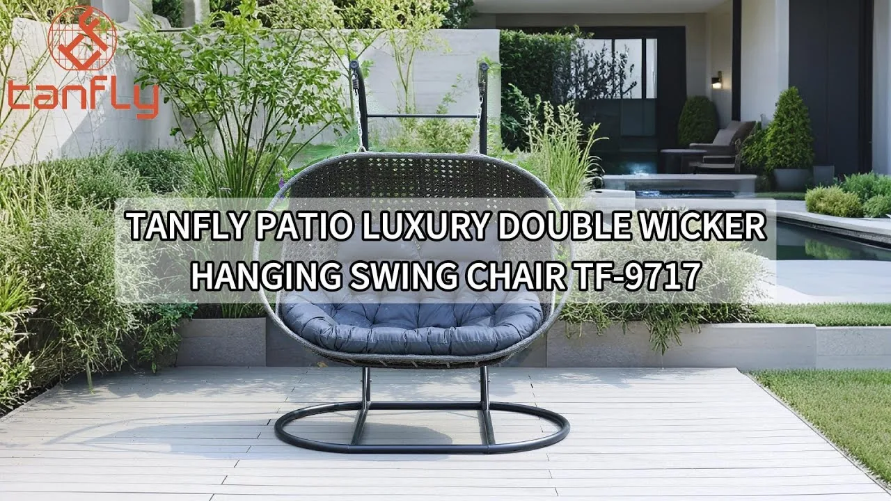 Tanfly Patio Luxury Double Wicker Hanging Swing Chair TF-9717