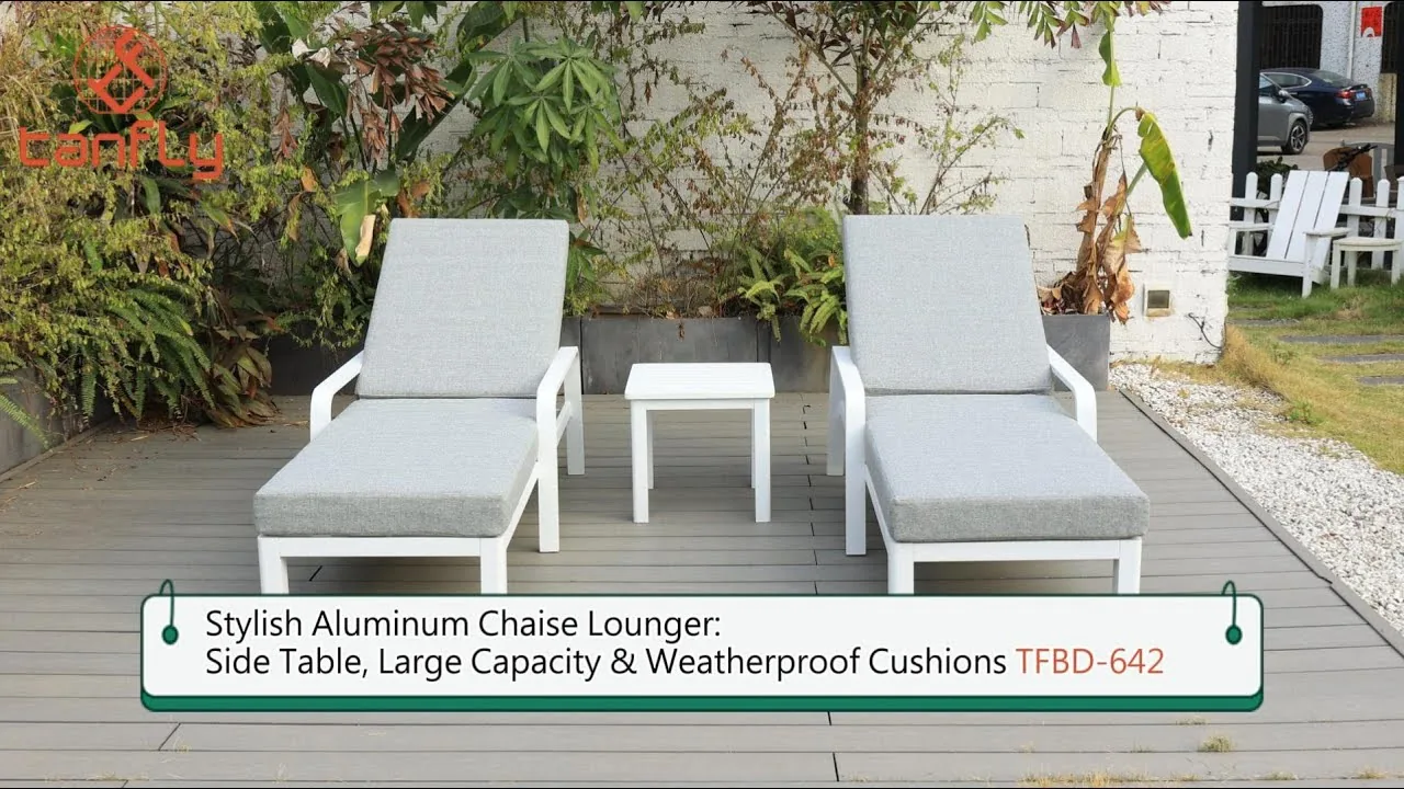 Elegante chaise longue in alluminio: tavolino laterale, grande capacità e cuscini resistenti alle intemperie TFBD-642