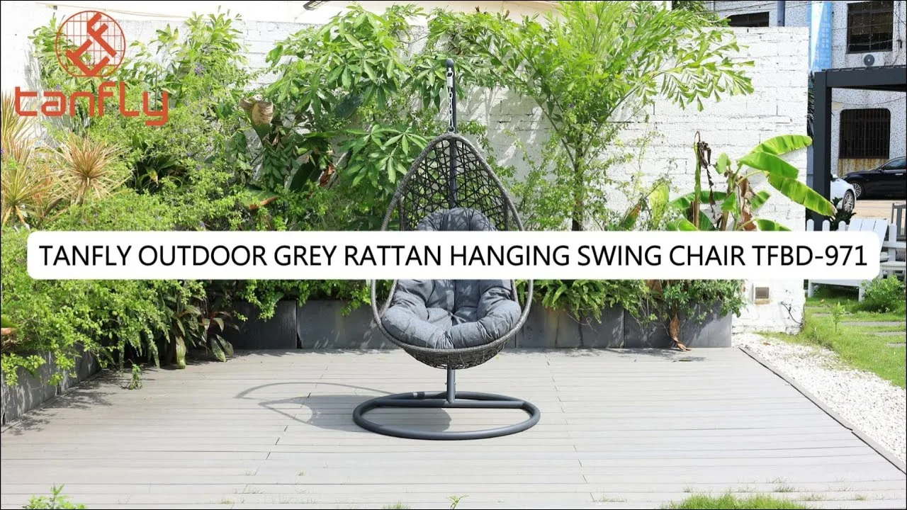 Tanfly Outdoor Grey Rattan Hanging Swing Chair TFBD-971