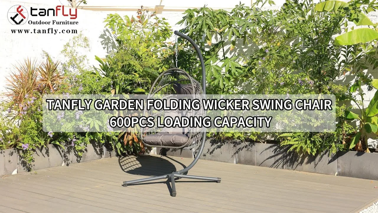 Tanfly Garden Folding Wicker Swing Chair 600pcs Loading Capacity