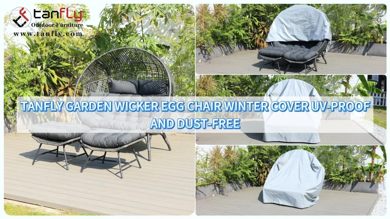 Funda de invierno para silla de mimbre tipo huevo de jardín Tanfly, resistente a los rayos UV y al polvo