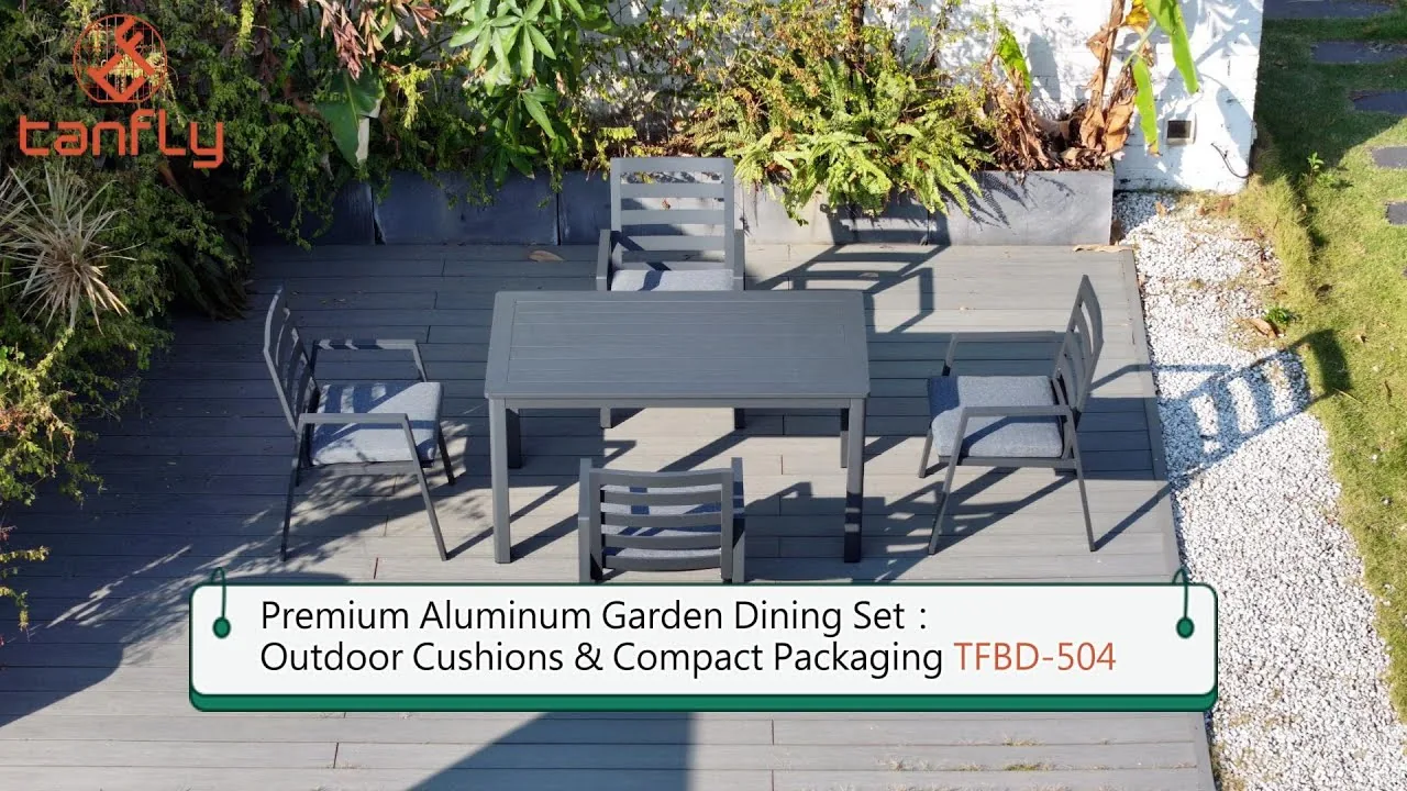 Premium aluminium tuinset: buitenkussens en compacte verpakking TFBD-504