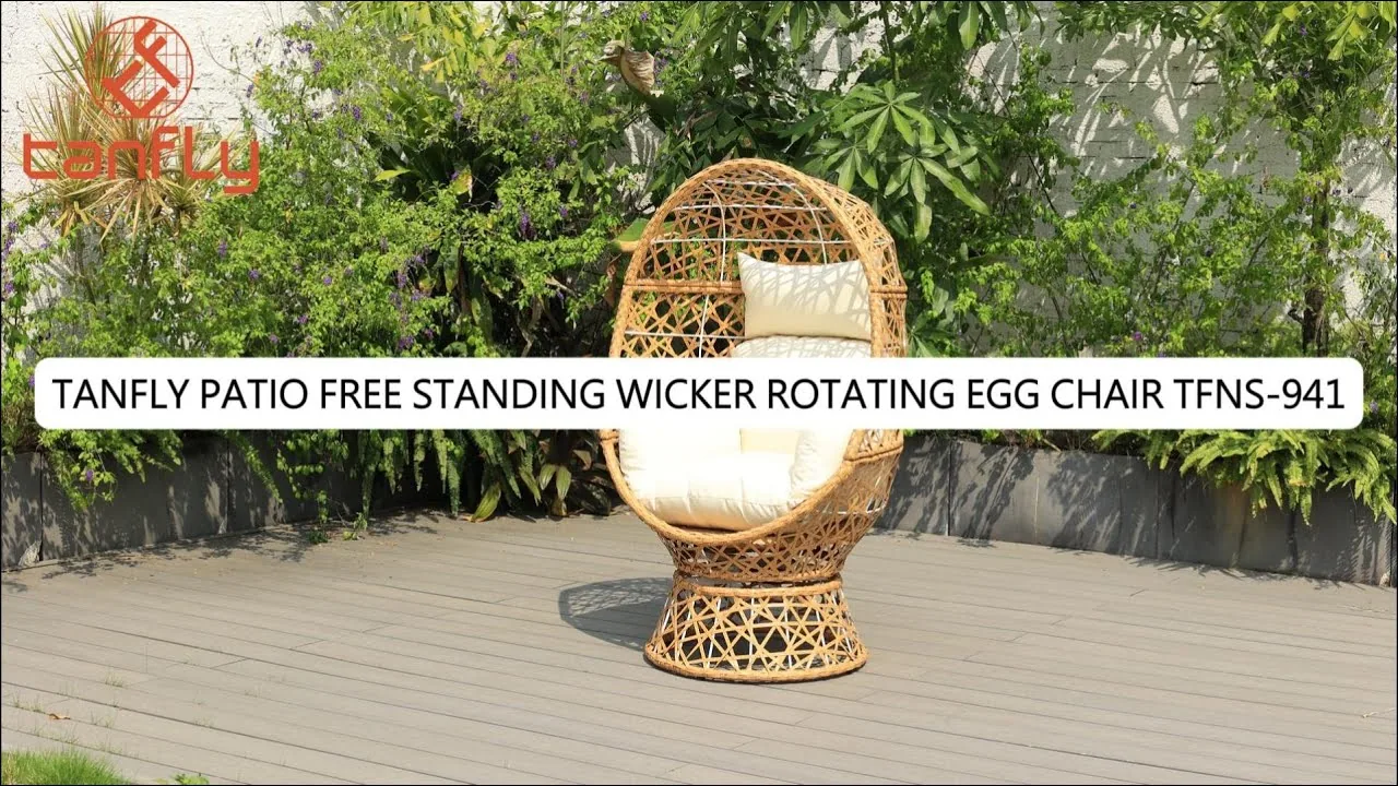 Tanfly Patio Free Standing Wicker Rotating Egg Chair TFNS-941