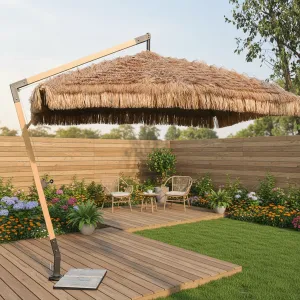 2026 Factory Hot Sale Thatch Hanging Cantilever Customized Patio Outdoor Umbrella Windproof Waterproof Large High End Sunshade