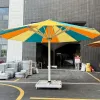 Commercial Customize OEM ODM 4-9m Printed logo Giant Sunshade with LED Light Electric Outdoor Restaurant Windproof Umbrellas