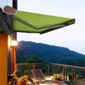 Factory 2025 New Product 42m Retractable Awning Remote Control LED Light Aluminum Frame Polyester for Outdoor Garden Patio Use