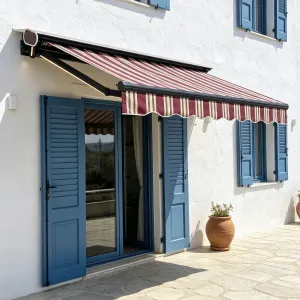 Full Cassette Retractable Aluminum Alloy Electric Awning with Remote Control Durable Modern Design Wind Resistant Use for Beach