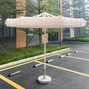 Decorative Custom Straw Thatched Aluminum Pole Foldable Outdoor Tassels Sunshade Fire Retardant Flame Hotel Gym