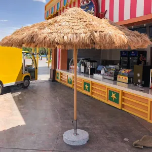 Low Price Wholesale Thatch Sunshade Custom Fancy Straw Aluminum Umbrella Marble Base Outdoor Furniture Gym