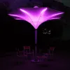 Luxury Electric Retractable Tulip Flower Light Big Sunshade with Remote Control UMBRELLA SUPPLIER Parasol logo Print Windproof