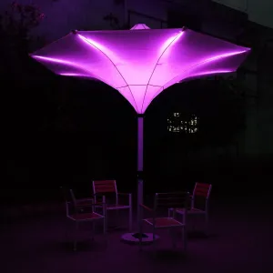 Luxury Electric Retractable Tulip Flower Light Big Sunshade with Remote Control UMBRELLA SUPPLIER Parasol logo Print Windproof