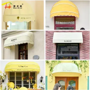 Manufacture Large Aluminum Customize Window Door French Watermelon Awning Decorative Canopy Waterproof Cafe Shop Awning Sunshade