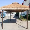 Manufacturer Wholesale Luxury Custom Sturdy Aluminum Steel Modern Garden Thatch Pavilion Hard Roof Gazebo Doubletop Straw UV