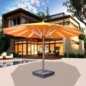 Modern Design Large Luxury Customize 59 Meter Optional LED Remote Umbrella Outdoor Parasol Waterproof Windproof with Marble