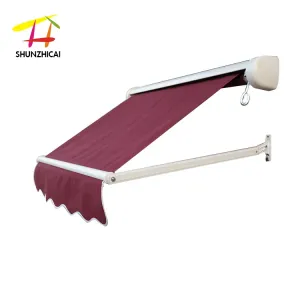 Modern Electric Retractable Awning with White Aluminum Alloy Frame Rain Protection for Windows Portrait Style Cassette Mechanism