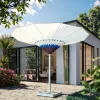 Wholesale Luxury Tulip LED Parasol with Marble Base New Modern Design Waterproof Windproof for Courtyard Hotel Garden Furniture