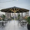 Windproof Electric Big Umbrella Led Light Aluminum Custom Patio Umbrella Waterproof Restaurant Pool Parasol Sunshade Supplier