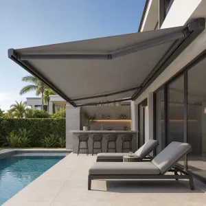 Electric Folding Roof Awning Outdoor Wall Mounted Garage Retractable Sun Shade Motorized Full Cassette Canopy Cover