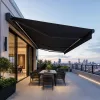 Factory Wholesale Motorized Durable Outdoor Awning LED Lighting Retractable Roof Aluminum Frame Patio Canopy Supply