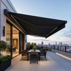 Factory Wholesale Motorized Durable Outdoor Awning LED Lighting Retractable Roof Aluminum Frame Patio Canopy Supply