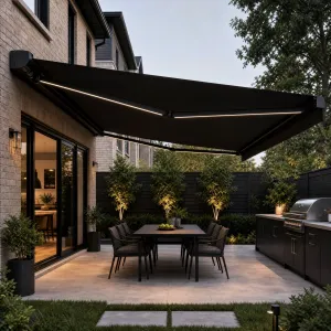 Villa Application Awning Electric Retractable Cassette Outdoor Courtyard Aluminum Alloy Frame Sunshade Canopy Cover