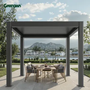 34M Electric Control Sliding Screen Waterproof Louvered Roof Motorized Outdoor Aluminum Pergola with Adjustable Louvers