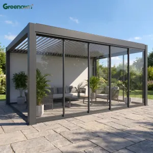 8x8 10x10 Small Aluminum Pergola Kits Waterproof Louvered Roof Gazebo for Compact Backyard and Balcony Sun Shade Solutions