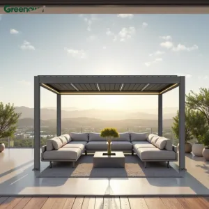 Aluminum Pergola Patio Waterproof Customized Frame Outdoor Roof Garden Canopy Motorized Rotated Louvers Roof