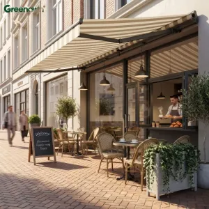 Aluminum Porch Awning Retractable Patio Deck Canopy House Front Door Window Custom Size Beige