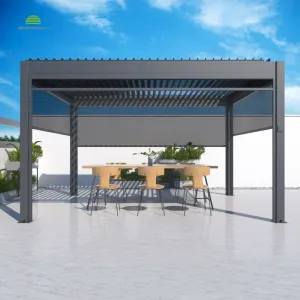 Automatic Remote Control Pergola Electric Opening Louver Roof Garden Metal Pergola Awning