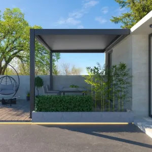 Balcony Attached Aluminum Waterproof Pergola Bioclimatic Motorized Gazebo Pergola
