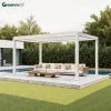 Bioclimatic Grey Louvered Pergola Aluminum Roof Garden Patio Outdoor Gazebo with Sliding Glass Door