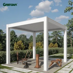China Manufacturer Pergola Gazebo Patio Shade Outdoor Waterproof Aluminum Motorized Pergola With Remote Controller Prefab Houses