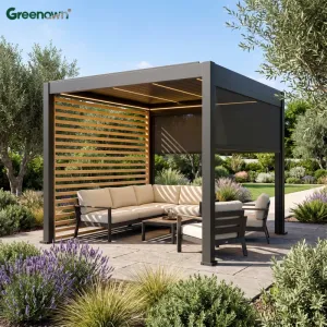 Compact Aluminum Pergola Waterproof Louvered Roof Gazebo for Apartment Balcony and Narrow Outdoor Spaces Design