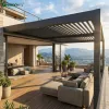 Customize Modern Motorized Louvered Waterproof LED Eco-Friendly Aluminium Pergolas for Backyard Garden Gazebo
