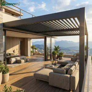 Customize Modern Motorized Louvered Waterproof LED Eco-Friendly Aluminium Pergolas for Backyard Garden Gazebo