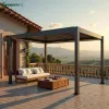 Customized Motorized Powder Coated Aluminum Louvre Pergola LED Strip Light Windproof 3x4 4x4 Balcony Garden Decorations