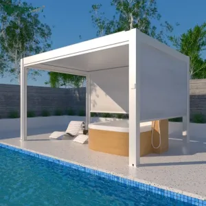 Garden Outdoor Gazebo Customized Modern Bioclimatic Motorized Aluminium Adjustable Louver Automatic Pergola Spa Tub