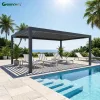 Luxury Pergola Addossata Bioclimatica Aluminum Motorized Gazebo with Sliding Glass Doors for House Extension and Balcony