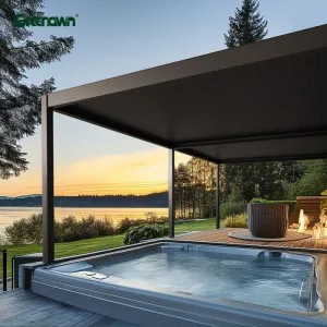 Modern Design Pergola Patio Gazebo Motorized Automatic Bioclimatic Aluminium Louvered Roof Outdoor Garden Pergola Spa