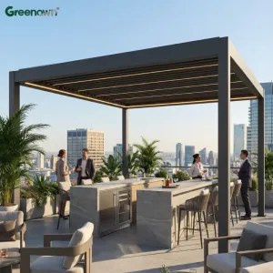 Modern Electric Aluminum Free Standing Retractable Waterproof Pergola with Party Ready Design for Outdoor Use