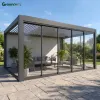 Modern Pergola Motorizzata in Alluminio Da Esterno Waterproof Louvered Roof Gazebo with Remote Control for Luxury Terrace