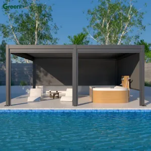 New Design Bioclimatic System Aluminum Pergola Spa Sauna Tub Garden Pergola Sun Shade Square Pergola