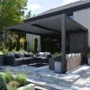 OEM Modern Pergolas Bioclimatica 3x4 4x4 4x6 5x3 5x4 6x3 6x4 Black Electric Adjustable Pergola Aluminium Louvers Roof
