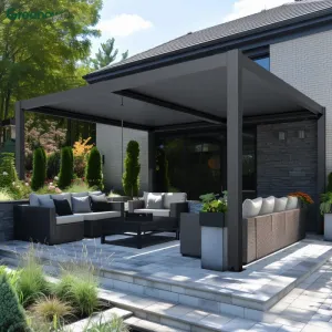 OEM Modern Pergolas Bioclimatica 3x4 4x4 4x6 5x3 5x4 6x3 6x4 Black Electric Adjustable Pergola Aluminium Louvers Roof